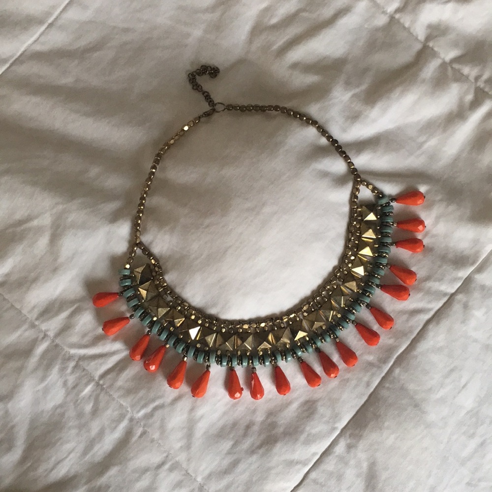 Tribal orange/teal necklace